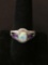 New! Gorgeous White Fire Opalite w/ Amethyst & Zircon Sterling Silver Ring Band-Size 8 SRP $ 49