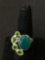 New! Beautiful Green Onyx Cabochon & Faceted Peridot Accents Sterling Silver Ring Band-Size 8 SRP $