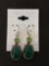 New! Wow! Amazing Green Onyx Cabochon w/ Peridot Accents Pair of Sterling Silver Earrings SRP $ 49