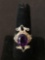 New! Gorgeous Detailed Faceted Amethyst Sterling Silver Ring Band-Size 7 SRP $ 49