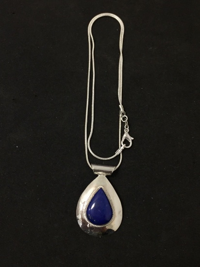 New! Gorgeous Larger Pear Shape Lapis Lazuli 1.5" Spectacular Pendant w/ 18" Chain SRP $ 69