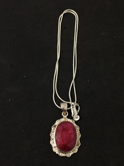 New! Gorgeous Large Detailed Faceted African Red Ruby 1.5" Sterling Silver Pendant w/ 18" Chain SRP