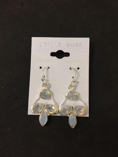 New! Beautiful Opalite 1 2/8" Pair of Sterling Silver Drop Earrings SRP $ 39