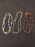 Lot of Three Hand-Crafted Old Pawn Native American Styled Beaded Necklaces - Various Length