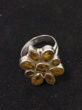 New! Awesome Cluster Faceted Citrine Sterling Silver Ring Band-Size 7 SRP $ 69