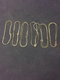 Lot of Six Double Serpentine Link Gold-Tone Alloy 1.0mm Wide 16