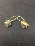 Square Step Faceted Amethyst Gold-Tone 1