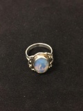 New! Gorgeous Oval Faceted Detailed Opalite Sterling Silver Ring Band-Size 7 SRP $ 49