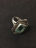 New! Beautiful Detailed Larger Faceted Apatite Sterling Silver Ring Band-Size 7 SRP $ 59