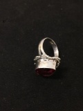 New! Beautiful Faceted Pear Shape Rubellite Sterling Silver Ring Band-Size 6 SRP $ 49