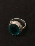 New! Beautiful Faceted Blue Green Tourmaline Sterling Silver Ring Band-Size 8.5 SRP $ 49