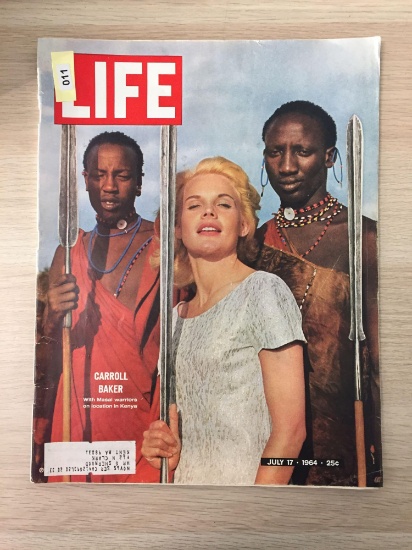 Life Magazine - "Carroll Baker With Masai Warriors on Location in Kenya" July 17, 1964