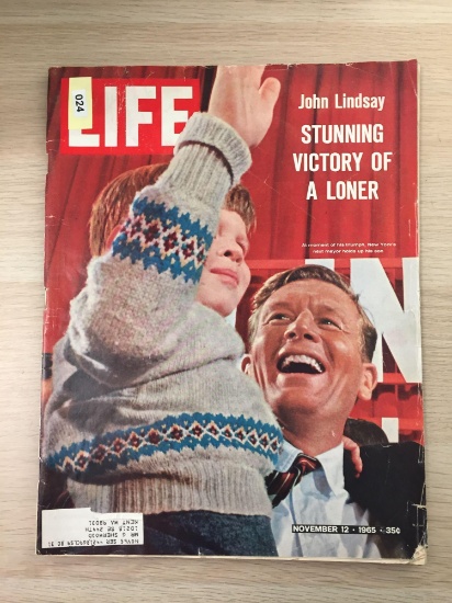 Life Magazine - "John Lindsay Stunning Victory of A Loner" November 12, 1965