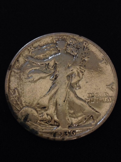 1936 United States Walking Liberty Silver Half Dollar - 90% Silver Coin from Collection