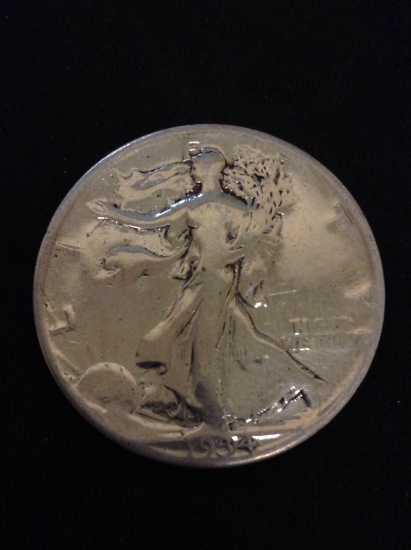 1934 United States Walking Liberty Silver Half Dollar - 90% Silver Coin from Collection