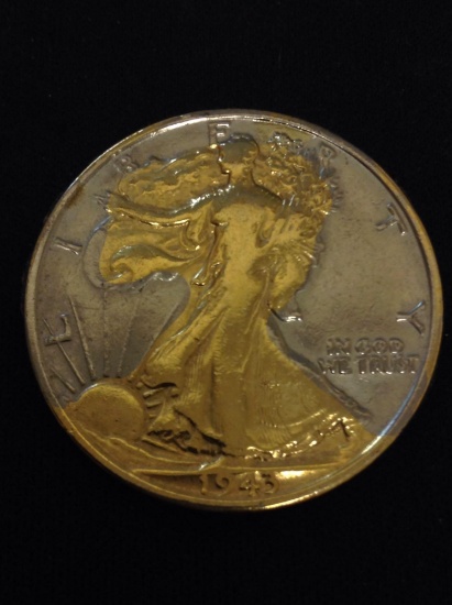 Gold Plated 1943-S United States Walking Liberty Silver Half Dollar - 90% Silver Coin from