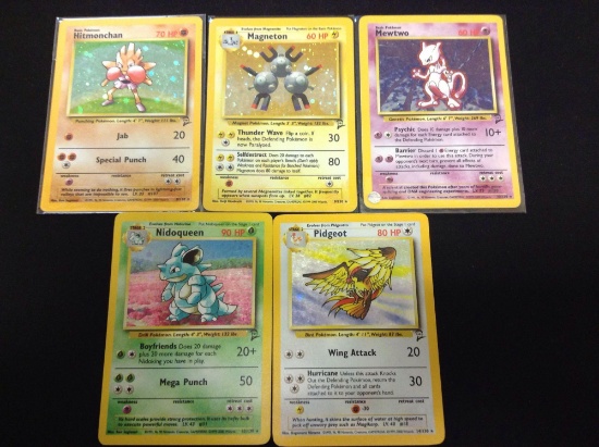 5 Count Lot of Vintage English Pokemon Holofoil Rare Cards - Unresearched