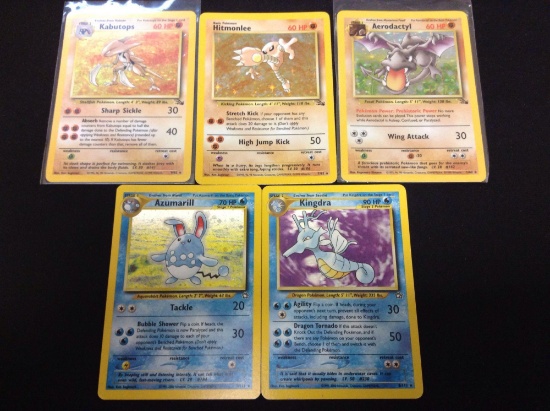 5 Count Lot of Vintage English Pokemon Holofoil Rare Cards - Unresearched