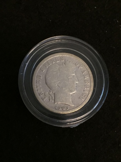 1903 United States Barber Dime - 90% Silver Coin