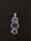 Beautiful Blue Opal Inlay w/ Cushion Faceted Blue Topaz Accents 1.5