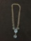 Teardrop & Cushion Briolette w/ Oval Faceted Blue Topaz Handmade 18