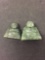 Lot of Two Asian Style Hand Carved 20mm Tall Green Jade Buddha Figurine - 72 Carats Total Weight