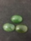 Lot of Three Loose 18x13mm Green Jade Polished Cabochon Gemstones - 30 Carats Total Weight