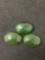 Lot of Three Loose 18x13mm Green Jade Polished Cabochon Gemstones - 30 Carats Total Weight