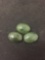 Lot of Three Loose 18x13mm Green Jade Polished Cabochon Gemstones - 30 Carats Total Weight