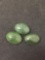 Lot of Three Loose 18x13mm Green Jade Polished Cabochon Gemstones - 30 Carats Total Weight