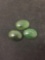 Lot of Three Loose 18x13mm Green Jade Polished Cabochon Gemstones - 30 Carats Total Weight