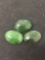 Lot of Three Loose 18x13mm Green Jade Polished Cabochon Gemstones - 30 Carats Total Weight