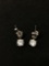 Round Faceted 5.5mm Zircon w/ Tapered Baguette Accents Pair of Sterling Silver Earrings