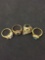 Lot of Four Gold-Tone Alloy Gemstone Accented Various Style Fashion Ring Bands