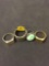 Lot of Four Gold & Silver-Tone Alloy Various Style Fashion Ring Bands