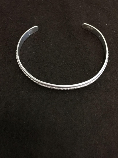 Handmade Navajo 5.0mm Wide Rope Textured Sterling Silver Cuff Bracelet