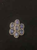 Stauer Designed Seven Halo Accented Oval Faceted Tanzanite Cluster 1