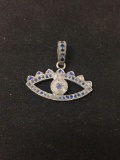 East Indian Evil Eye Design Created Blue Sapphire Accented 1.25
