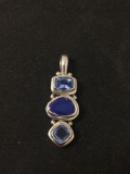 Beautiful Blue Opal Inlay w/ Cushion Faceted Blue Topaz Accents 1.5