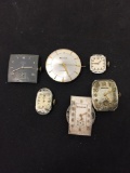 Lot of Six Designer Loose Watch Faces, Two Bulova, Two Hamilton & Two Elgin - No cases