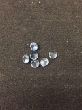 Lot of Six Round Faceted 4.0mm Loose Blue Topaz Gemstones - 1.86 Carats Total Weight