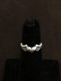 Winged Heart Themed 6.0mm Wide Sterling Silver Ring Band-Size 4