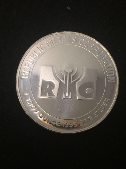 Republic Metals Corporation 1 Troy Ounce .999 Fine Silver Bullion Round UNC