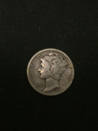 1928 United States Mercury Dime - 90% Silver Coin