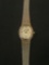 Jules Jurgensen Designed Oval 16x13mm Gold-Tone Bezel w/ Diamond Accent Stainless Steel Watch w/