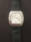 Kenneth Cole Designed Square 29mm Bezel Stainless Steel Watch w/ Leather Strap