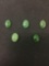 Lot of Five Polished Oval 14x10mm Green Jade Loose Cabochon Gemstones - Approximate 28 Ctw