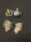 Lot of Three Broken or Missing Gemstone Various Size & Style Sterling Silver Jewelry