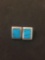 Rectangular 20x15mm Turquoise Inlaid Pair of Sterling Silver Earrings
