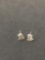 Pair of Petite Princess Themed Sterling Silver Button Earrings